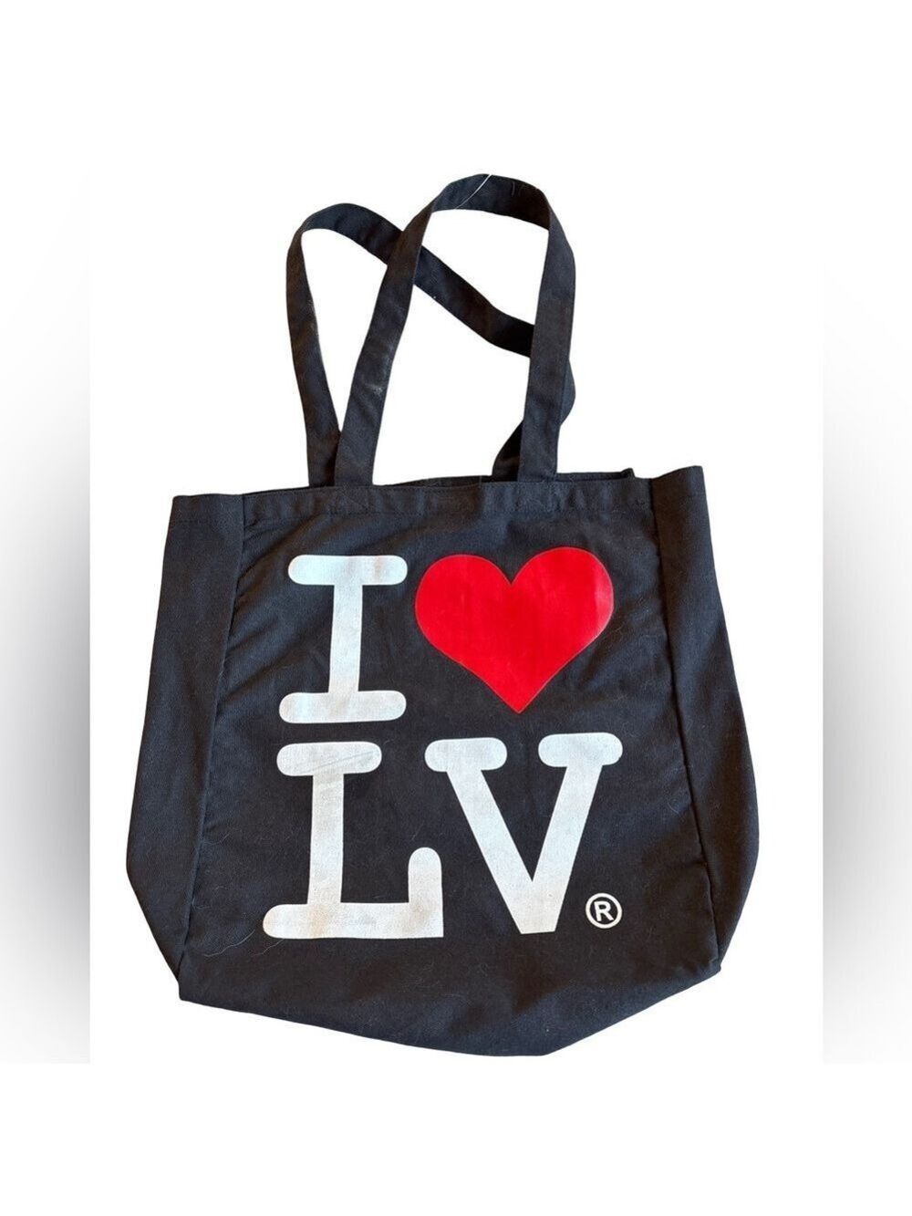 (3 for $12 item) Canvas Tote Bag with Red Heart Design I Love Las Vegas
